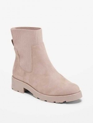 Botte Old Navy Faux-Daim Chelsea Boots Femme Grise | 923-RODJMX