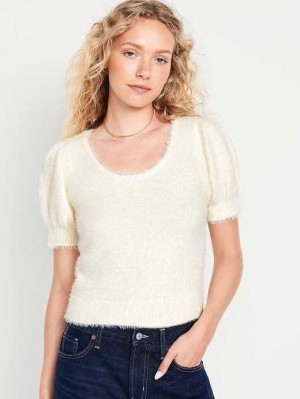 Cardigan Old Navy Corta-Sleeve Eyelash Pull Femme Creme De La Creme | 542-NIOFXT