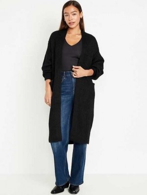 Cardigan Old Navy Cozy Long-Line Cardigan Pull Femme Noir | 652-EGWAYJ