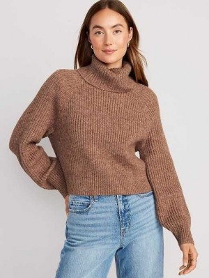 Cardigan Old Navy Cropped Shaker-Stitch Turtleneck Pull Femme Toasty | 453-CXHPZR