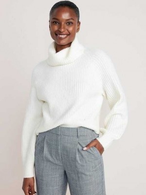 Cardigan Old Navy Cropped Shaker-Stitch Turtleneck Pull Femme Bleu Clair | 312-ZJSUMA