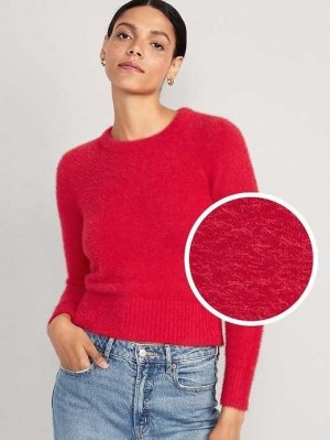 Cardigan Old Navy Eyelash Pull Femme Rouge | 273-FCNAEM