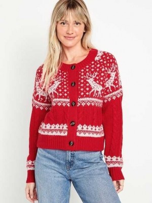 Cardigan Old Navy Fair Isle Cardigan Pull Femme Rouge | 785-SGQLNA