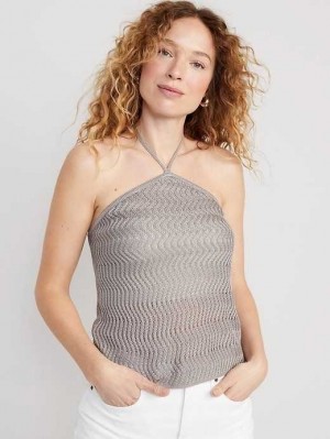 Cardigan Old Navy Fitted Halter Cropped Pull Femme Grise | 416-IFRDUP