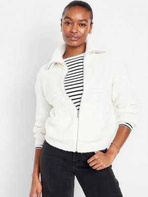 Cardigan Old Navy Full-Zip Cardigan Pull Femme Blanche | 680-UZAYHN
