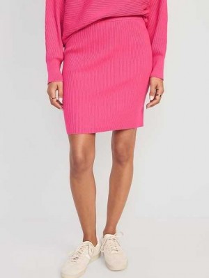 Cardigan Old Navy High-Waisted Rib-Knit Mini Skirt Femme Rose | 762-EJCZLF