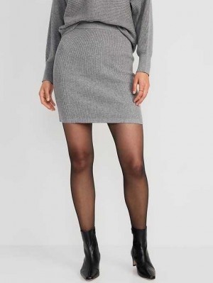Cardigan Old Navy High-Waisted Rib-Knit Mini Skirt Femme Grise | 295-BJKDGX