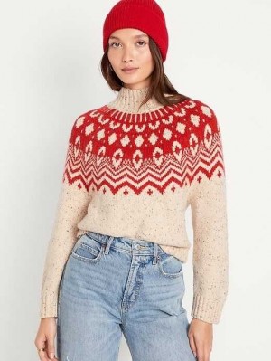 Cardigan Old Navy Mock-Neck Cropped Pull Femme Rouge | 921-HMNCKF