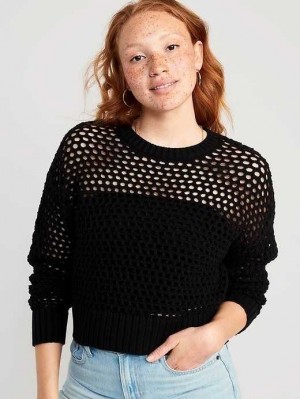 Cardigan Old Navy Open-Stitch Pullover Pull Femme Noir | 370-ERYHMV