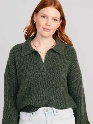 Cardigan Old Navy Polo Pull Femme Vert | 912-HWAXDM