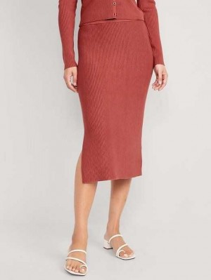 Cardigan Old Navy Rib-Knit Midi Skirt Femme Rouge Foncé | 963-EZYTUX