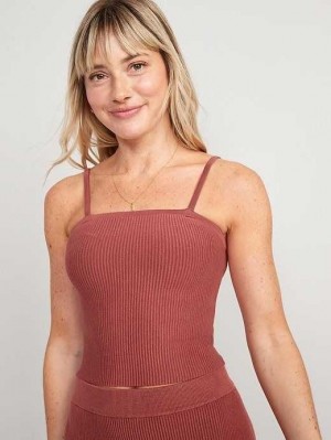Cardigan Old Navy Rib-Knit Pull Tank Top Femme Rouge Foncé | 076-TZNPGJ