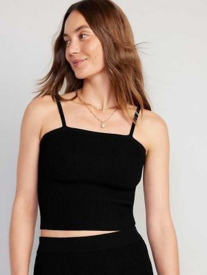 Cardigan Old Navy Rib-Knit Pull Tank Top Femme Noir | 841-UTQJRC