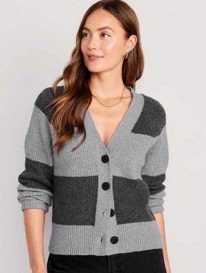 Cardigan Old Navy Shaker-Stitch Cardigan Pull Femme Grise Stripes | 694-BVQWFT