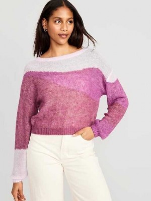 Cardigan Old Navy Sheer Bateau-Neck Pull Femme Violette | 416-YTOXCW
