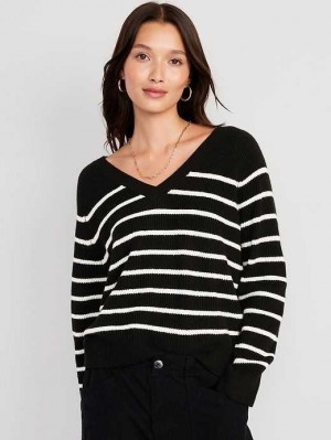 Cardigan Old Navy SoSoft Cocoon Pull Femme Noir Blanche Stripes | 805-HGQJEI