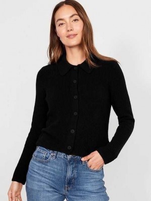 Cardigan Old Navy SoSoft Collared Cardigan Pull Femme Noir | 503-MJKILT