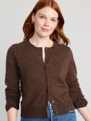 Cardigan Old Navy SoSoft Cropped Cardigan Pull Femme Marron Foncé | 653-QRCDAL