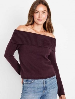 Cardigan Old Navy SoSoft Off-the-Shoulder Pull Femme Violette | 514-WRCUIO