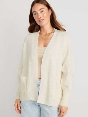Cardigan Old Navy SoSoft Waffle-Knit Cocoon Pull Femme Creme De La Creme | 127-CFJVZD