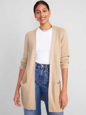 Cardigan Old Navy Textured Long-Line Open-Front Pull Femme Beige | 681-MZTFKL