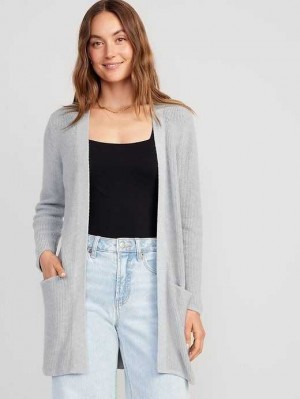 Cardigan Old Navy Textured Long-Line Open-Front Pull Femme Grise | 548-LOSCEK