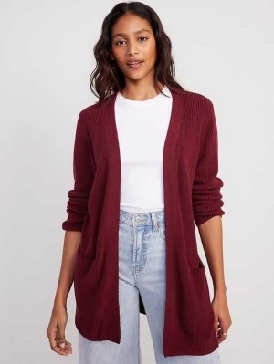 Cardigan Old Navy Textured Long-Line Open-Front Pull Femme Rouge Bordeaux | 167-ZDEITC