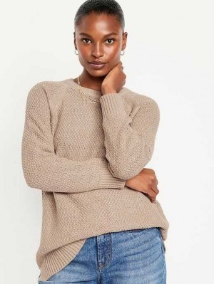 Cardigan Old Navy Textured Pullover Tunic Pull Femme Grise Clair Marron | 879-TEPAKN