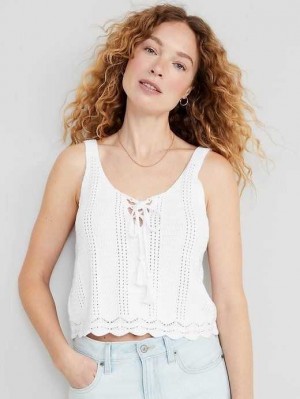 Cardigan Old Navy Tie-Front Pull Tank Top Femme Blanche | 275-QRPWVZ