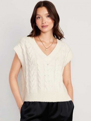 Cardigan Old Navy V-Neck Pull Vest Femme Creme De La Creme | 278-OUYCHT