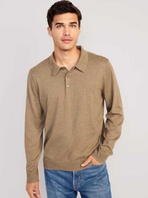 Chandails Old Navy Long-Sleeve Polo Pullover Pull Homme Marron | 408-PAIRHK
