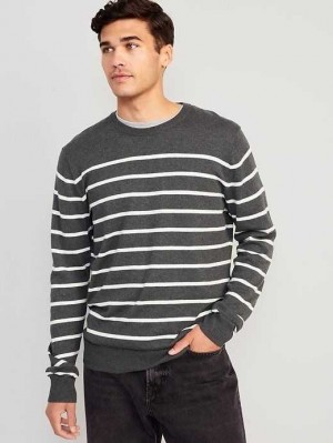 Chandails Old Navy Rayé Crew-Neck Pull Homme Grise | 514-JEHIBF