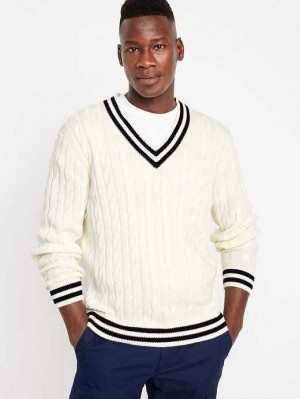 Chandails Old Navy V-Neck Cable-Knit Pullover Pull Homme Bleu Clair | 142-YOSJCH