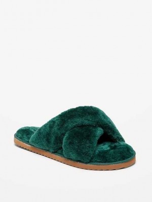 Chausson Old Navy Cozy Faux Fur Claquette Slippers Femme Turquoise | 732-NOHUDS