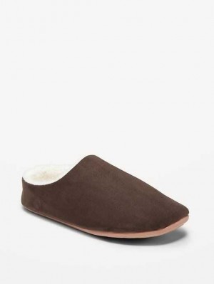 Chausson Old Navy Faux-Daim Sherpa-Doublée Slippers Homme Cafe | 834-JSURNA