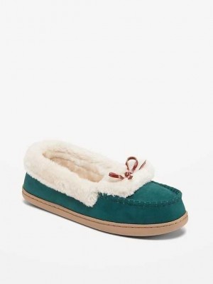 Chausson Old Navy Faux Daim Mocassin Slippers Femme Turquoise | 201-IFEHYO