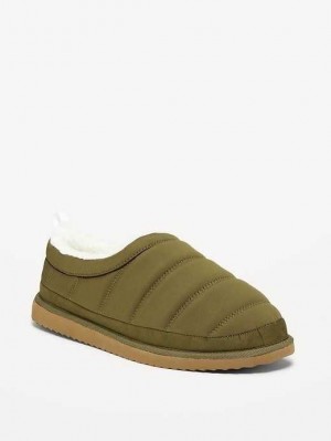Chausson Old Navy Sherpa-Doublée Puffer Slippers Homme Vert Olive Foncé | 960-FHVCND