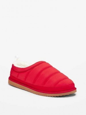 Chausson Old Navy Sherpa-Doublée Puffer Slippers Homme Rouge | 237-WZSJDI