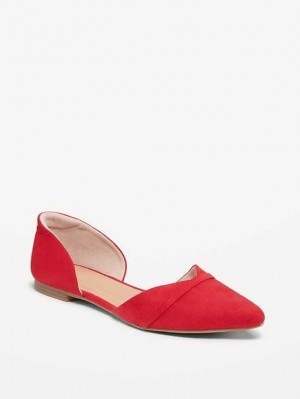 Chaussures Plates Old Navy Faux-Daim D'Orsay Flats Femme Rouge | 293-GNBOAY