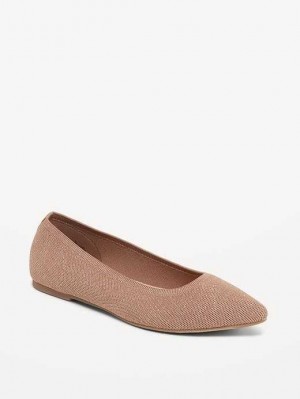 Chaussures Plates Old Navy Soft-Knit Pointed-Embout Ballet Flats Femme Cocoa Fawn | 812-HYKLPN