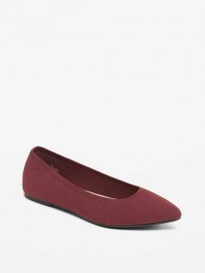 Chaussures Plates Old Navy Soft-Knit Pointed-Embout Ballet Flats Femme Bordeaux Violette | 780-SPDLUO