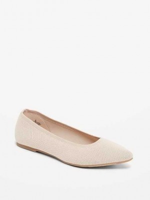 Chaussures Plates Old Navy Soft-Knit Pointed-Embout Ballet Flats Femme Bare Necessity | 865-DPKIMT