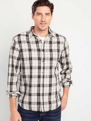 Chemises Old Navy Classiche-Fit Everyday Shirt Homme Blanche Marron | 496-XFNWMC