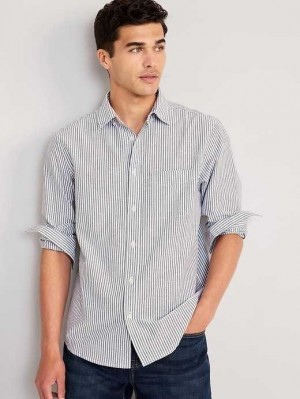 Chemises Old Navy Classiche-Fit Non-Stretch Everyday Oxford Shirt Homme Bleu Stripes | 820-CBSLRD