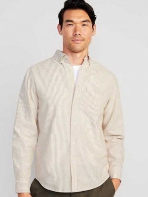 Chemises Old Navy Classiche-Fit Non-Stretch Everyday Oxford Shirt Homme Kaki Stripes | 697-KXIUSD