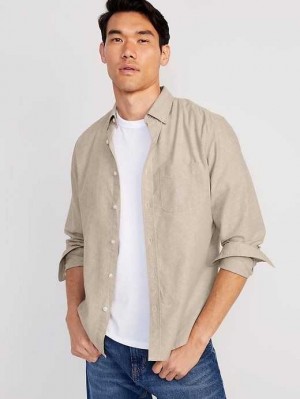 Chemises Old Navy Classiche-Fit Non-Stretch Everyday Oxford Shirt Homme Kaki | 504-HKOYJT