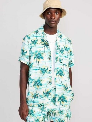 Chemises Old Navy Corta-Sleeve Printed Camp Shirt Homme Scenic Palms | 308-WZBQFE