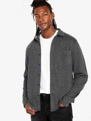 Chemises Old Navy Cozy-Knit Pocket Shirt Homme Grise | 038-GOABXV