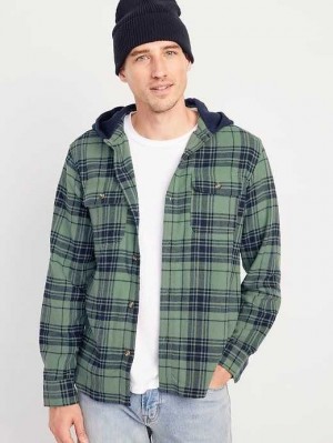 Chemises Old Navy Encapuchonné Flannel Shacket Homme Dried Herb | 357-QXKLNH