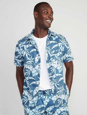 Chemises Old Navy Everyday Corta-Sleeve Shirt Homme Bleu | 675-KTOLYZ